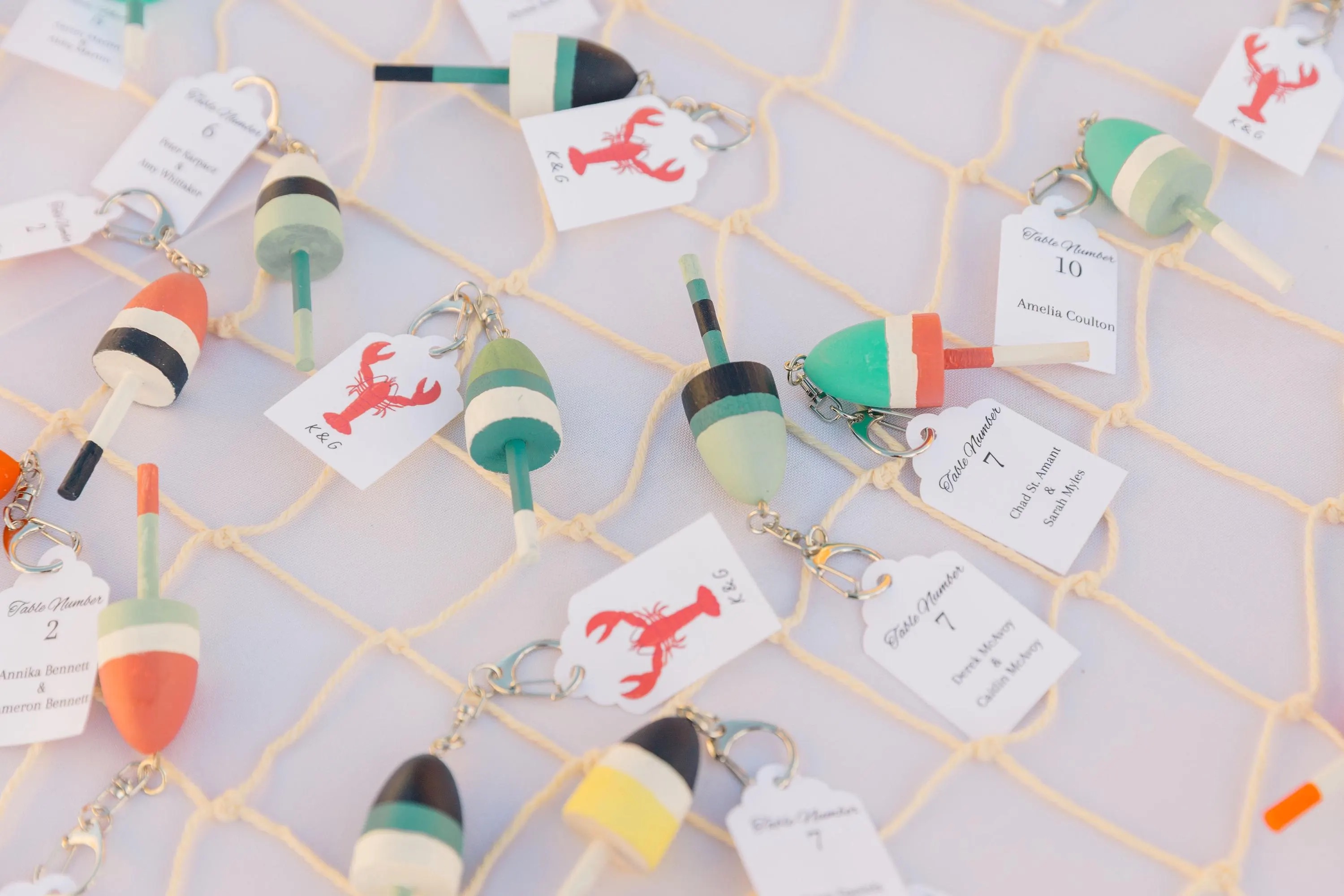 Buoy Keychain Seating Card — Seating Charts by Shoreline Bride