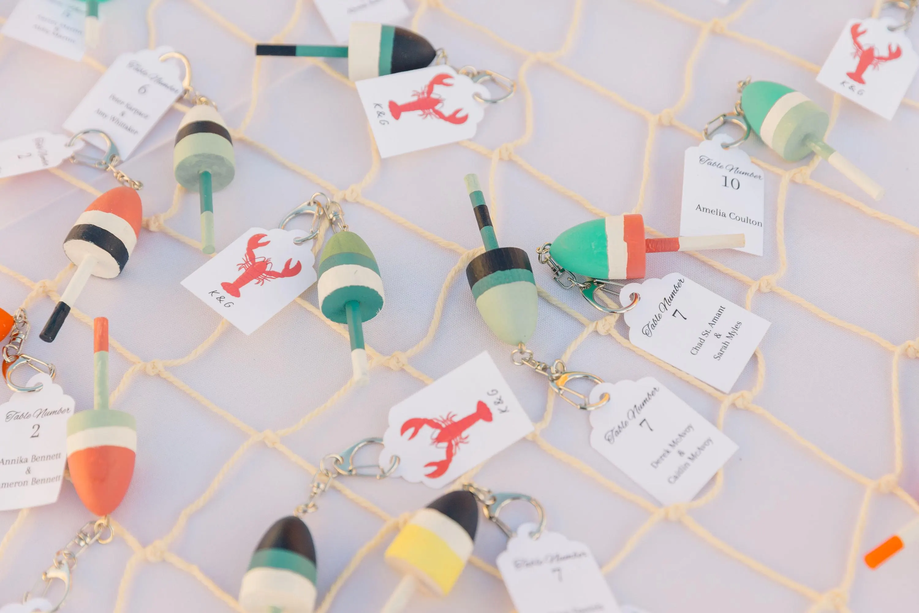 Buoy Keychain Seating Card — Seating Charts by Shoreline Bride