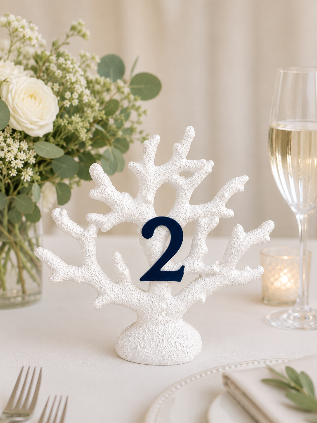 Coral Table Numbers — handcrafted Table Numbers for coastal & beach weddings by Shoreline Bride, Boston MA