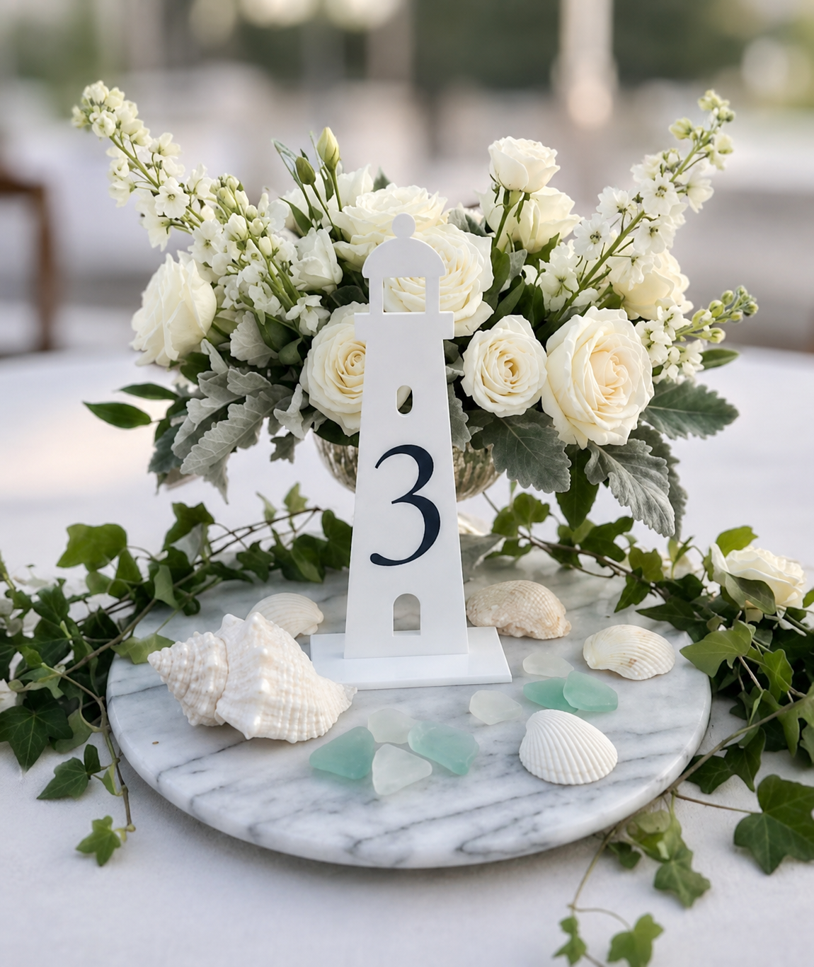 Light House Table Numbers — handcrafted Table Numbers for coastal & beach weddings by Shoreline Bride, Boston MA