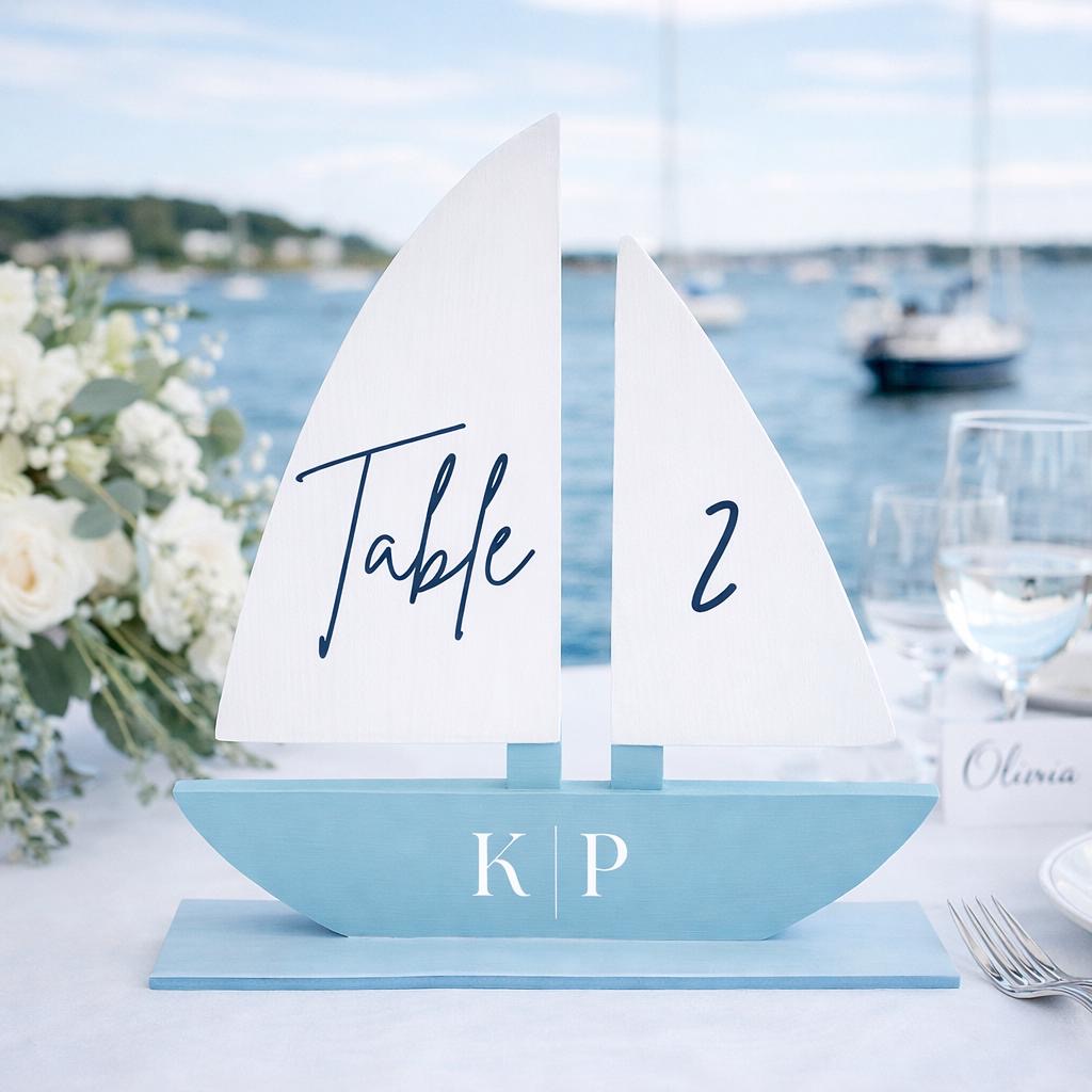 Hand-Painted Sailboat Table Numbers — Table Numbers by Shoreline Bride