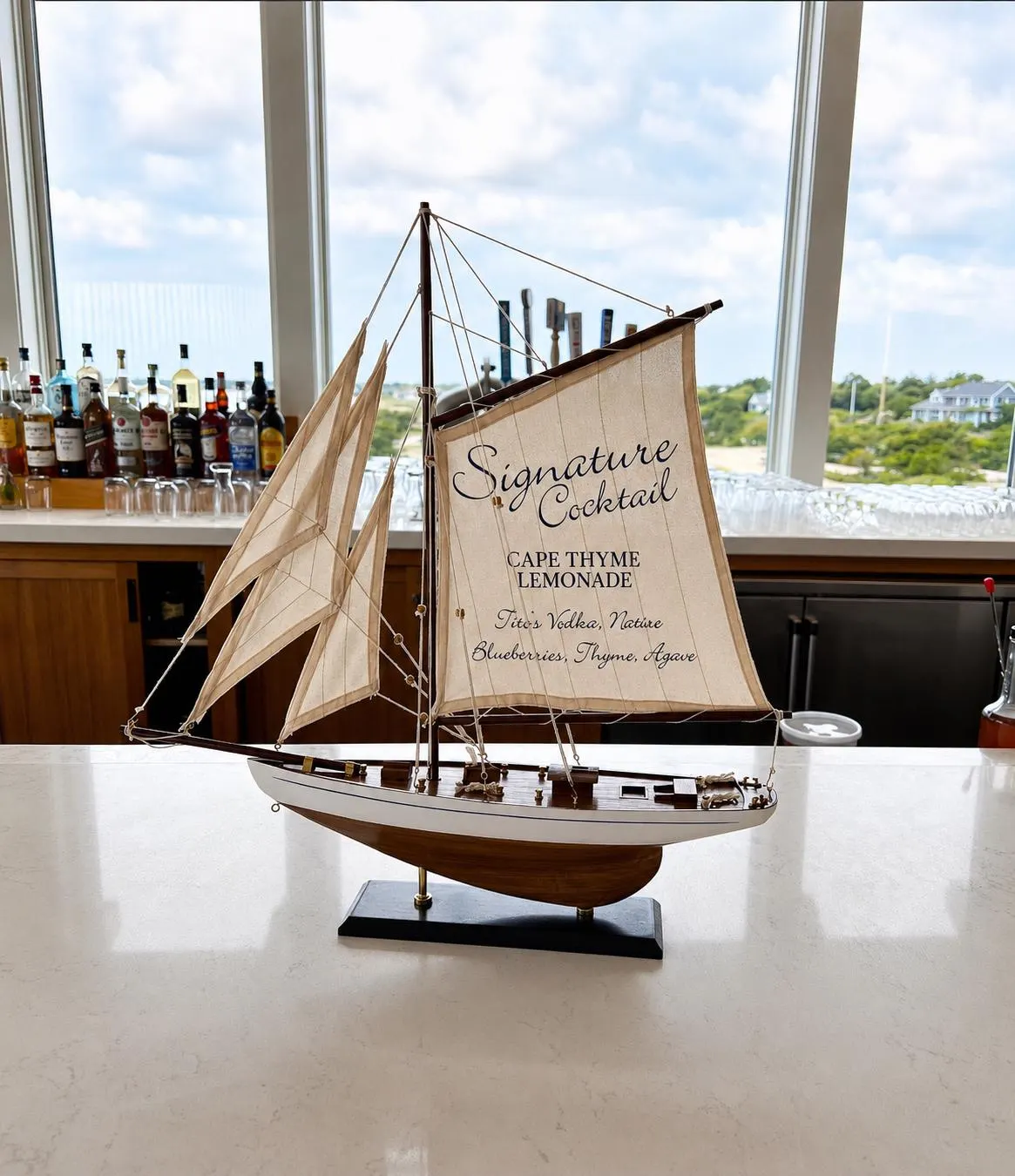 Sailboat Wedding Sign 20" — handcrafted Signature Drinks Signs for coastal & beach weddings by Shoreline Bride, Boston MA