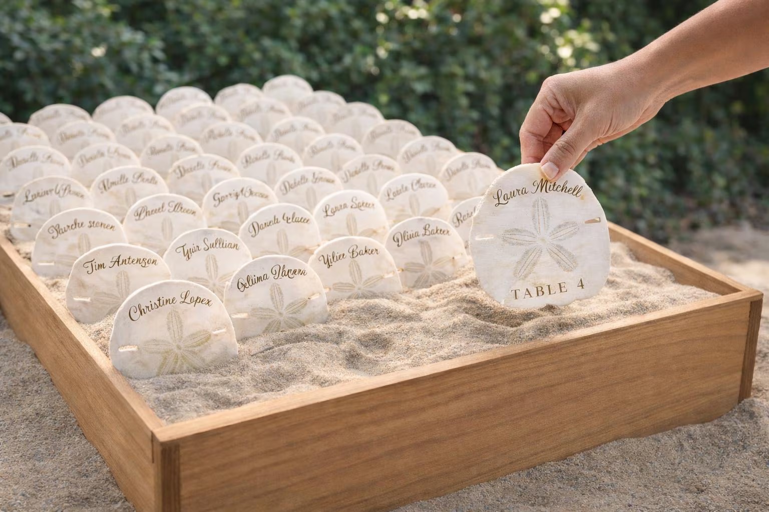 Sand Dollar Seashell Seating Card — Seating Charts by Shoreline Bride