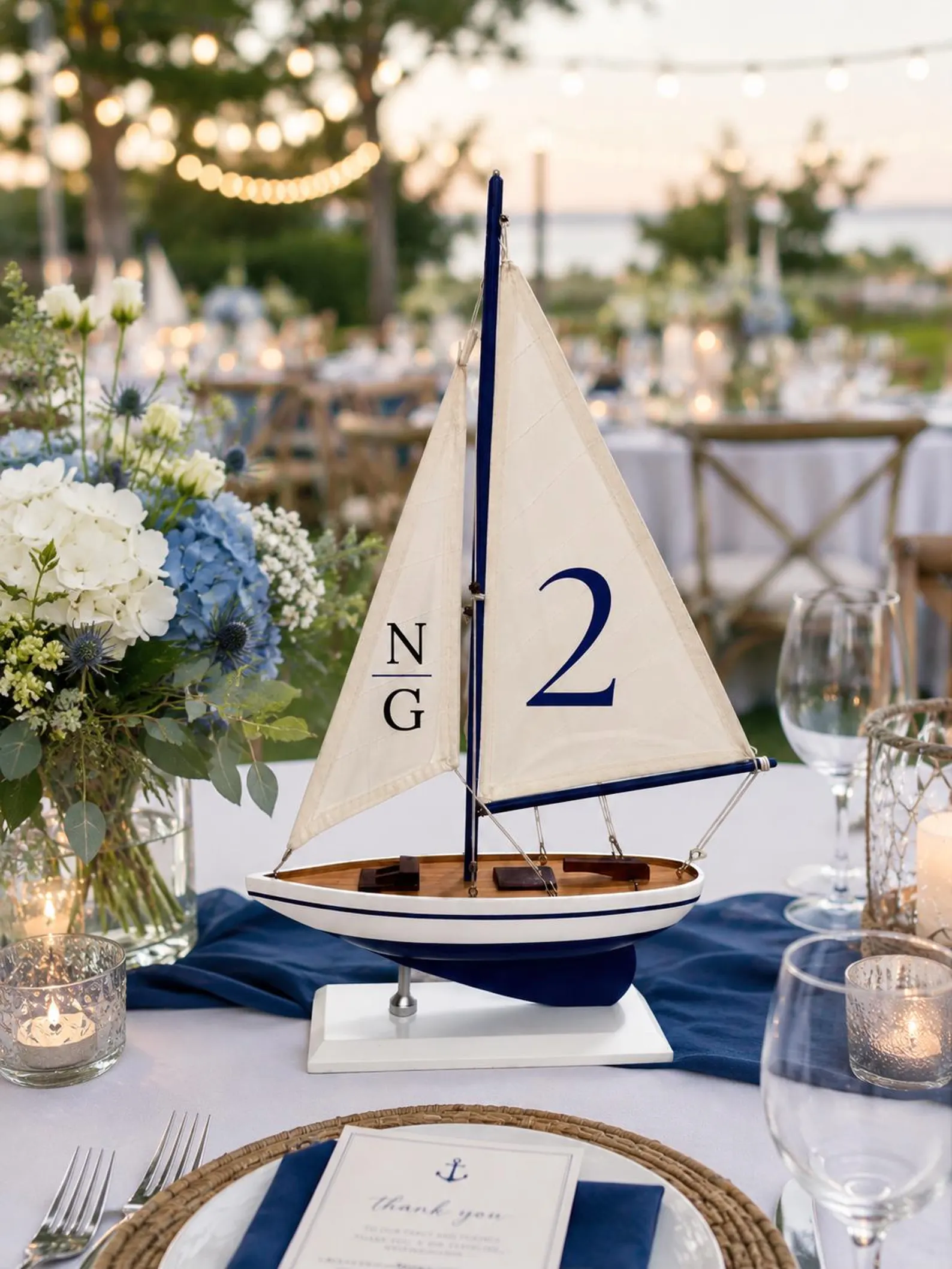 Tall Sailboat Table Number Centerpieces — view 2
